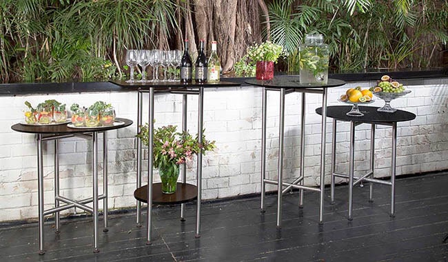 catering table with beverage display 