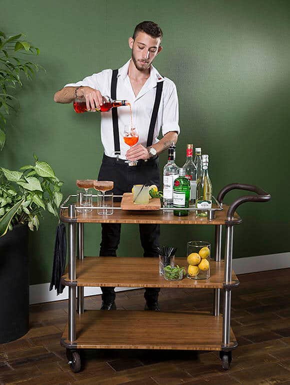 mixology performance with service cart 